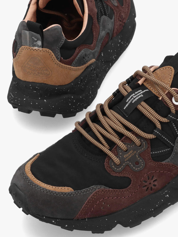 Flower Mountain Men’s Yamano 3 Dark Grey Black Dark Brown Suede & Nylon Trainers