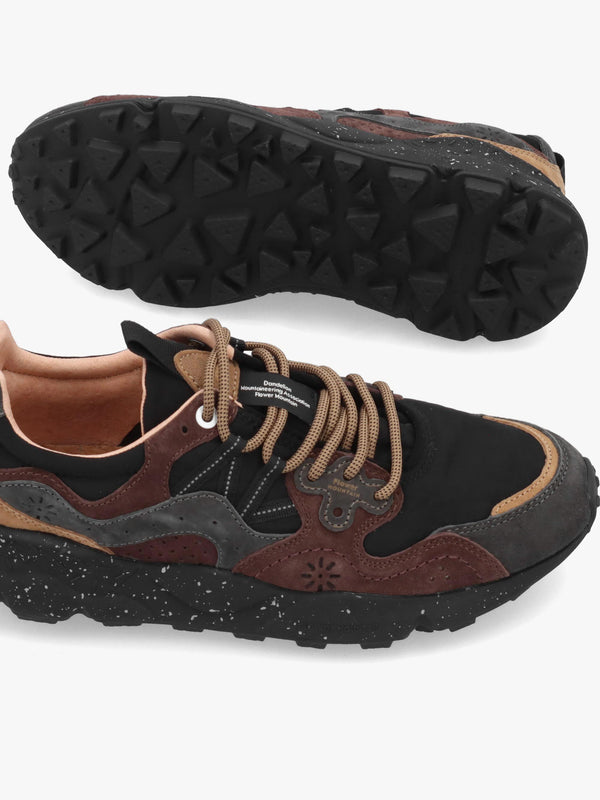 Flower Mountain Men’s Yamano 3 Dark Grey Black Dark Brown Suede & Nylon Trainers