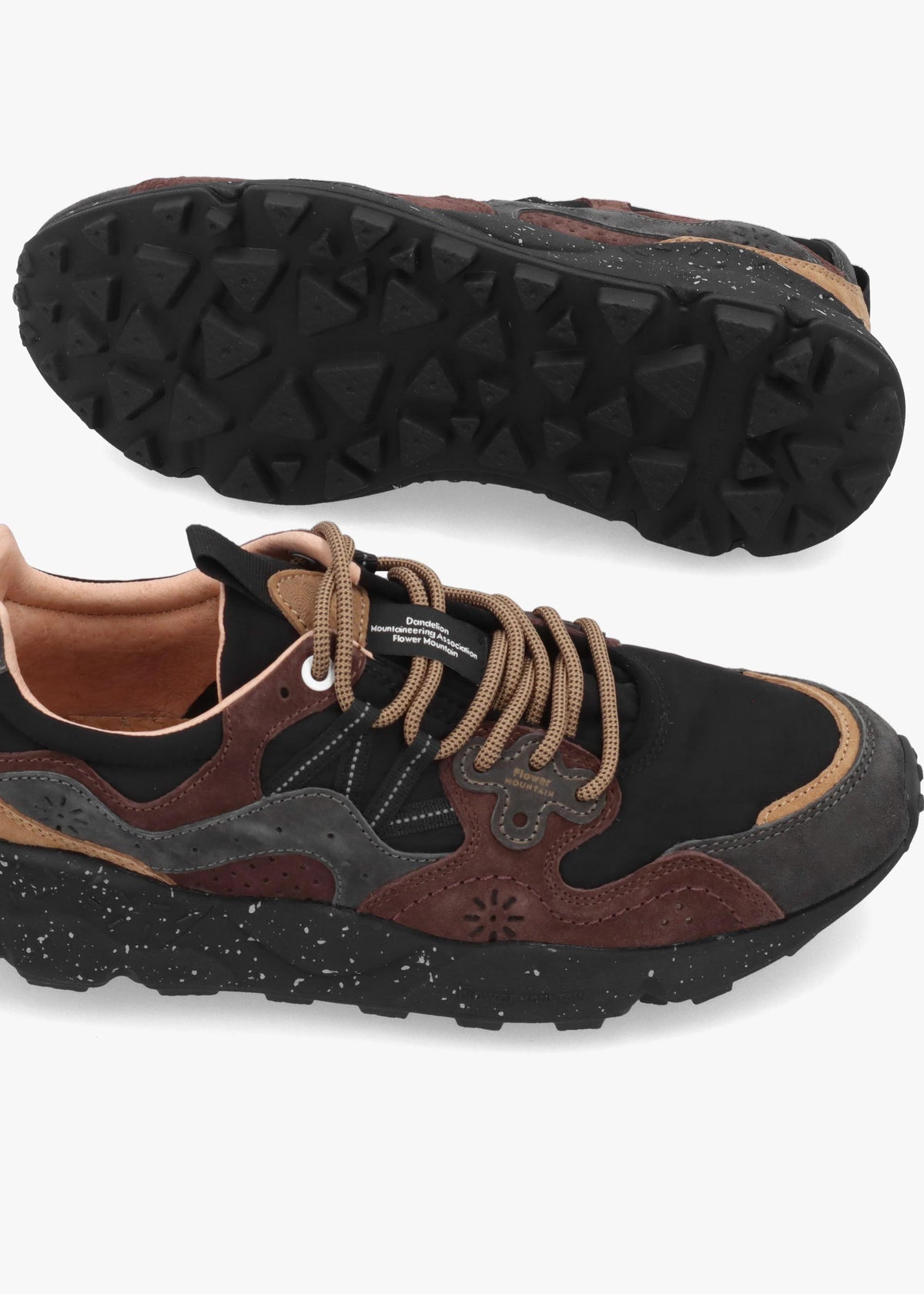 Flower Mountain Men’s Yamano 3 Dark Grey Black Dark Brown Suede & Nylon Trainers