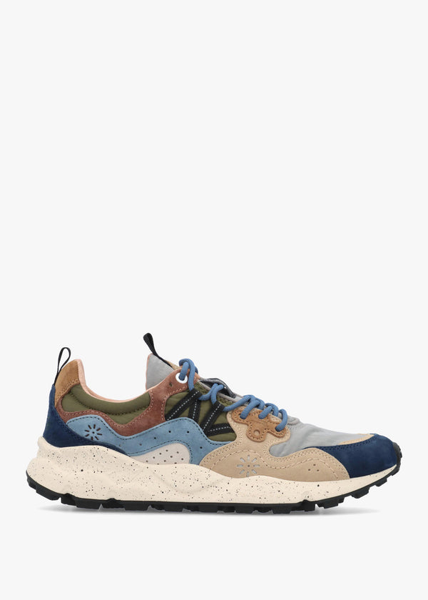 Flower Mountain Men’s Yamano 3 Navy Light Brown Grey Suede & Nylon Trainers