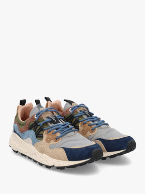 Flower Mountain Men’s Yamano 3 Navy Light Brown Grey Suede & Nylon Trainers