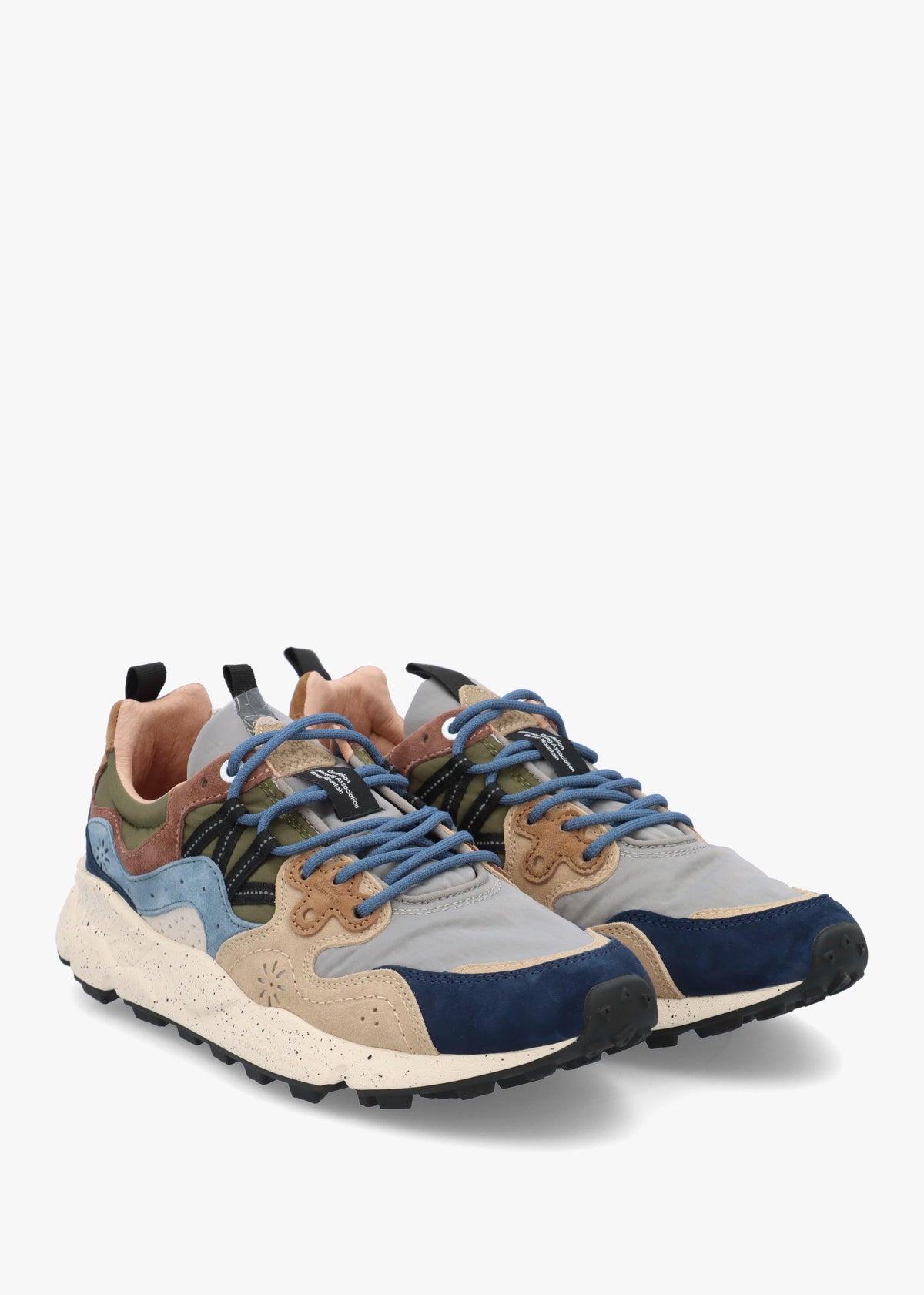 Flower Mountain Men’s Yamano 3 Navy Light Brown Grey Suede & Nylon Trainers