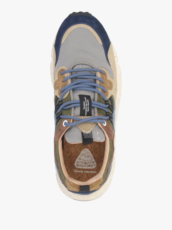 Flower Mountain Men’s Yamano 3 Navy Light Brown Grey Suede & Nylon Trainers