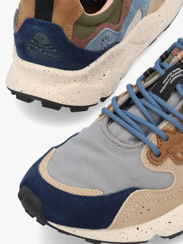 Flower Mountain Men’s Yamano 3 Navy Light Brown Grey Suede & Nylon Trainers