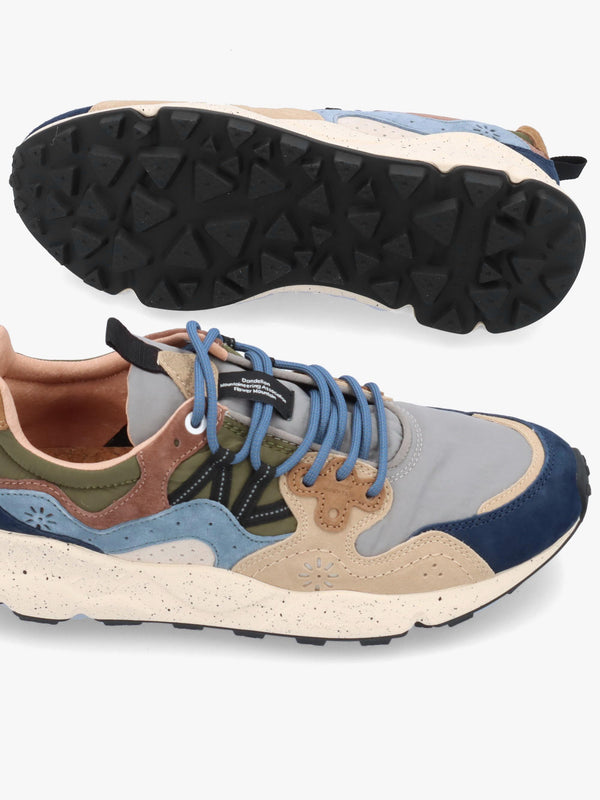 Flower Mountain Men’s Yamano 3 Navy Light Brown Grey Suede & Nylon Trainers