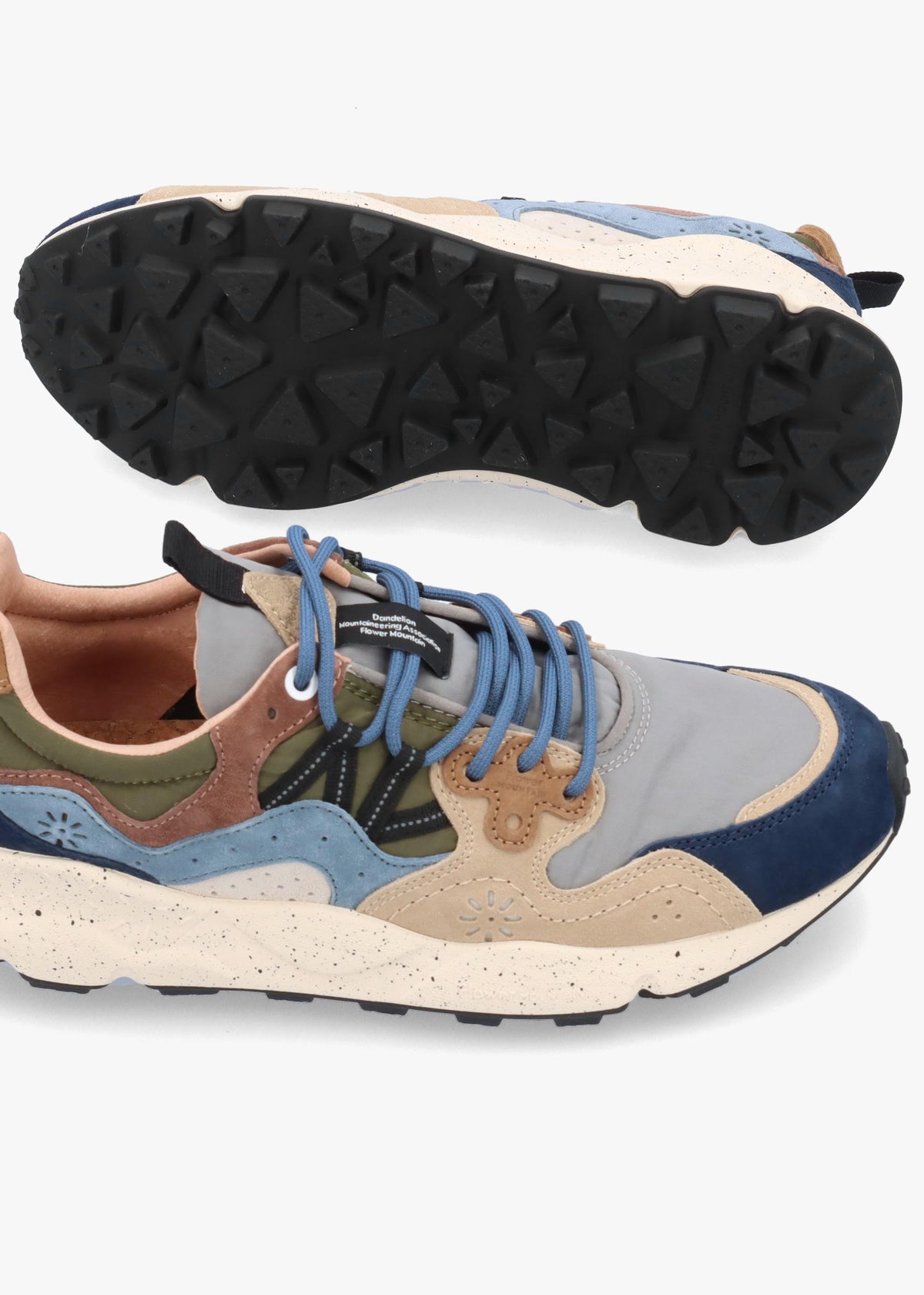 Flower Mountain Men’s Yamano 3 Navy Light Brown Grey Suede & Nylon Trainers