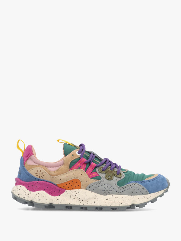 Flower Mountain Yamano 3 Petrol Stone Beige Suede & Nylon Trainers