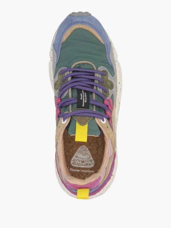 Flower Mountain Yamano 3 Petrol Stone Beige Suede & Nylon Trainers
