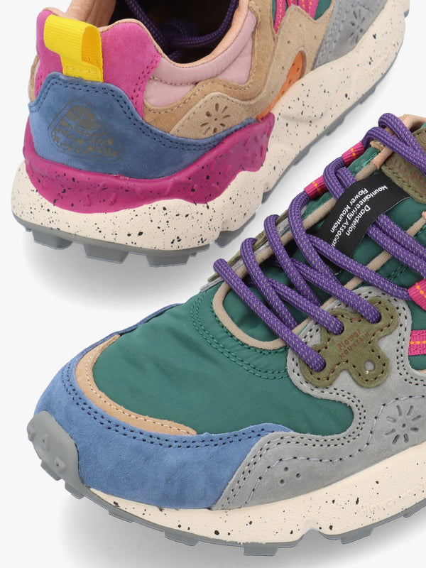 Flower Mountain Yamano 3 Petrol Stone Beige Suede & Nylon Trainers