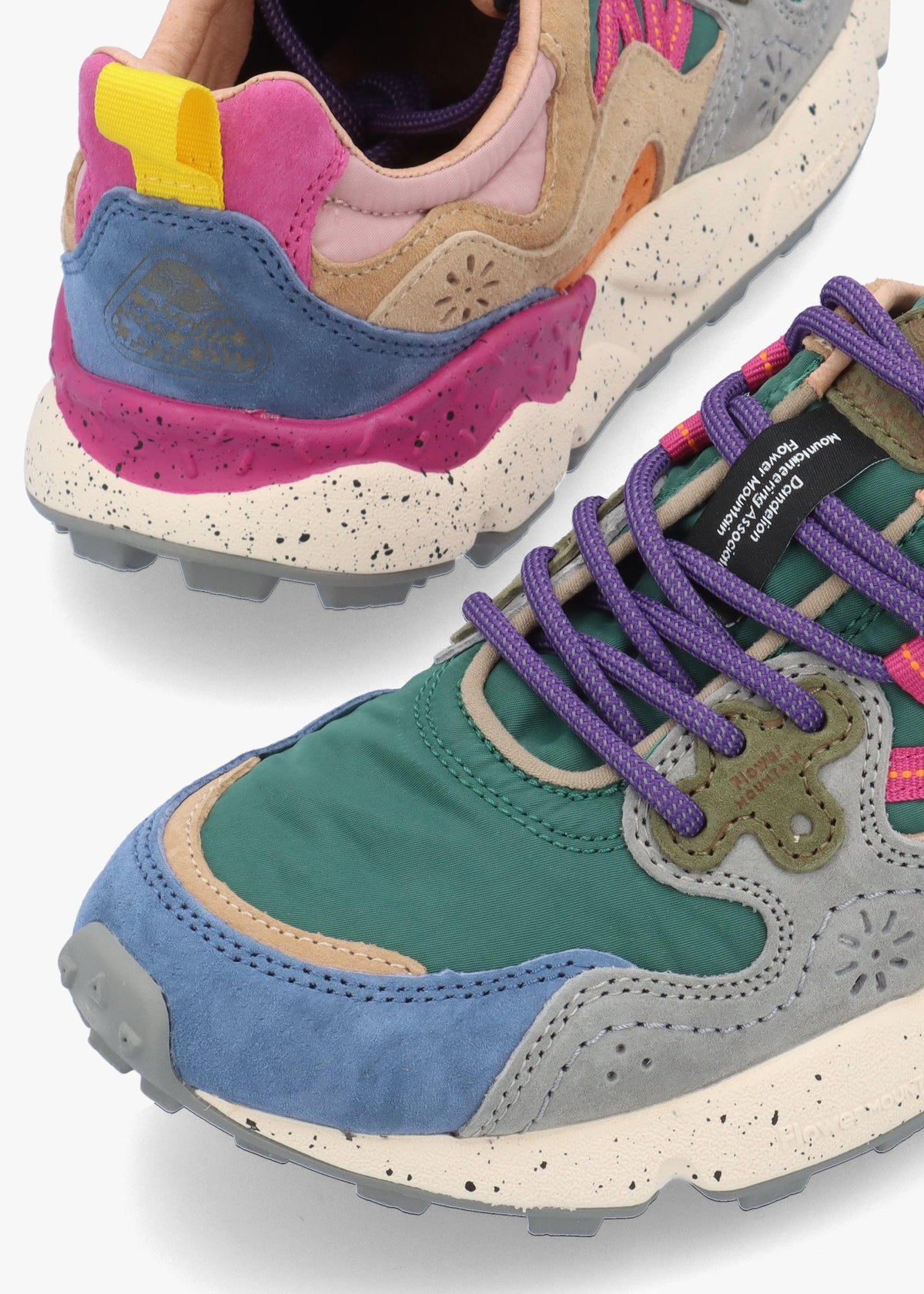 Flower Mountain Yamano 3 Petrol Stone Beige Suede & Nylon Trainers