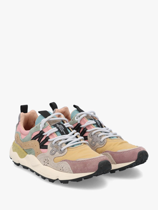 Flower Mountain Yamano 3 Purple Orange Beige Suede & Nylon Trainers