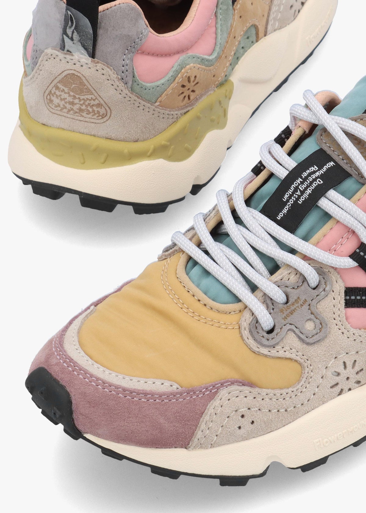 Flower Mountain Yamano 3 Purple Orange Beige Suede & Nylon Trainers