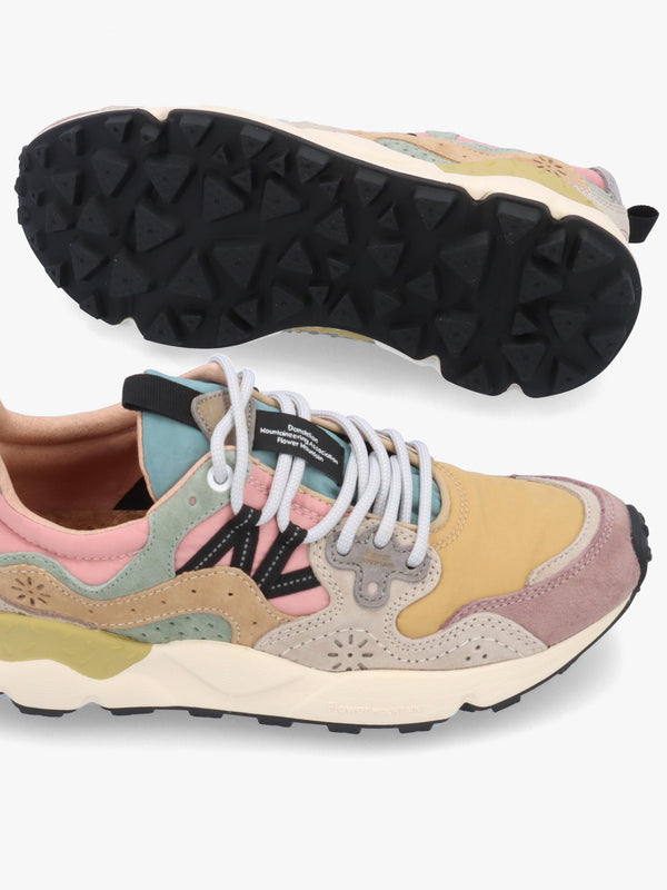Flower Mountain Yamano 3 Purple Orange Beige Suede & Nylon Trainers