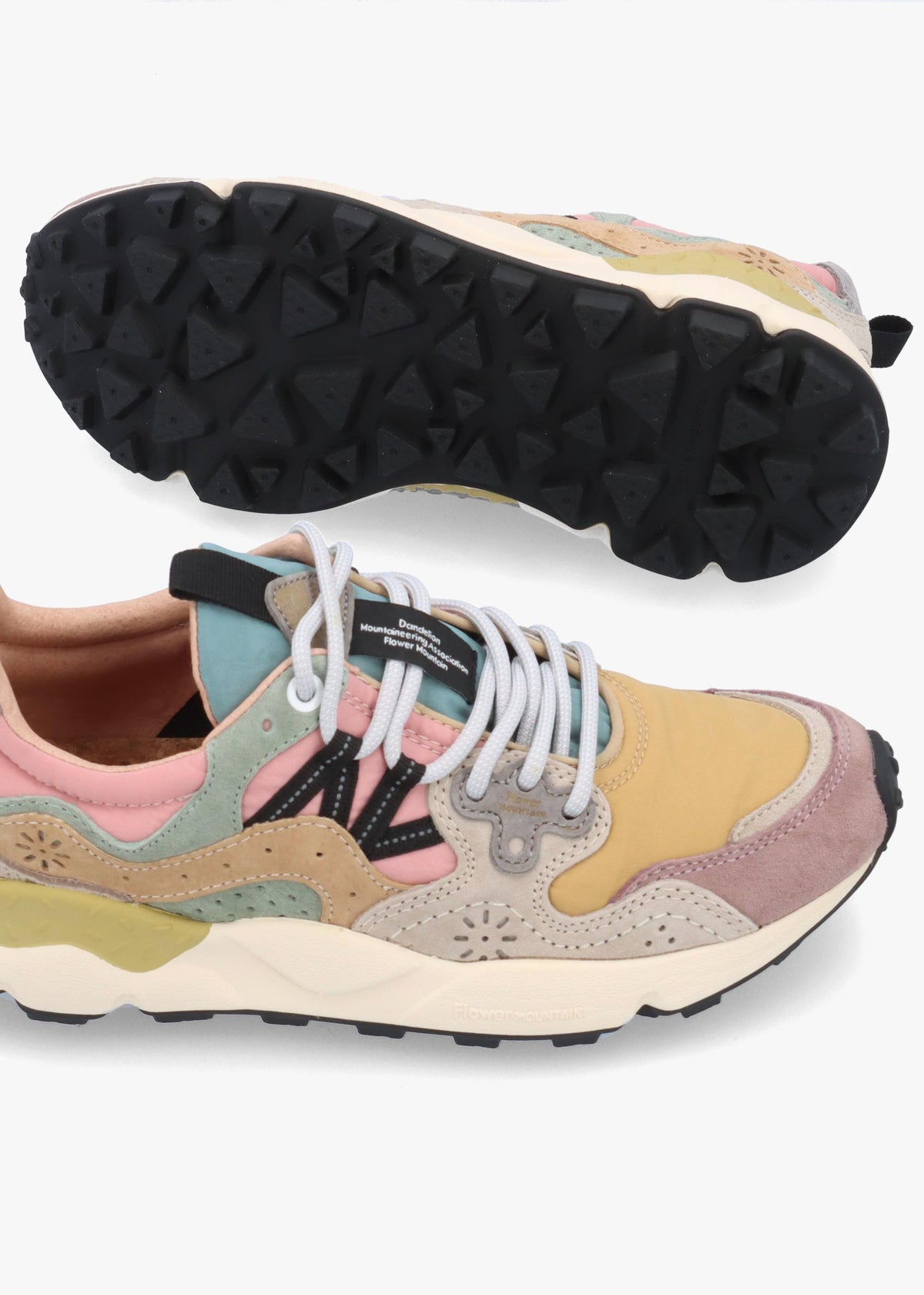 Flower Mountain Yamano 3 Purple Orange Beige Suede & Nylon Trainers