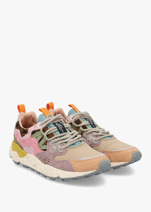 Flower Mountain Yamano 3 Light Mustard Grey Cipria Suede & Nylon Trainers