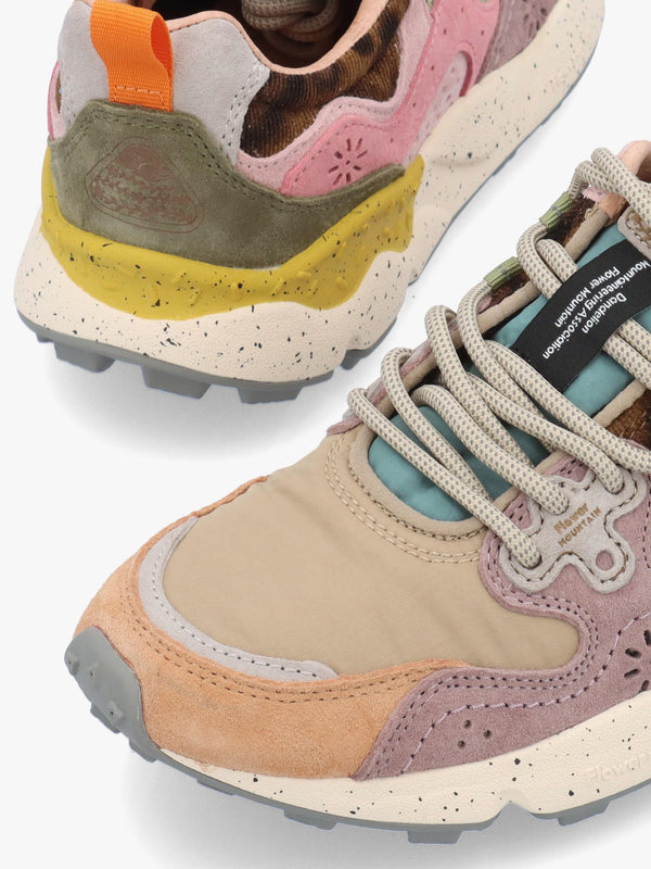 Flower Mountain Yamano 3 Light Mustard Grey Cipria Suede & Nylon Trainers