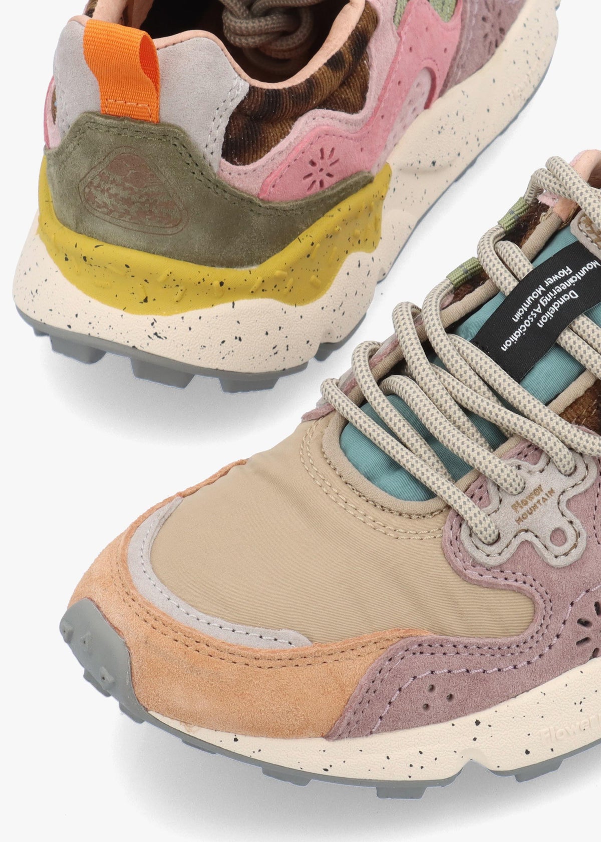 Flower Mountain Yamano 3 Light Mustard Grey Cipria Suede & Nylon Trainers