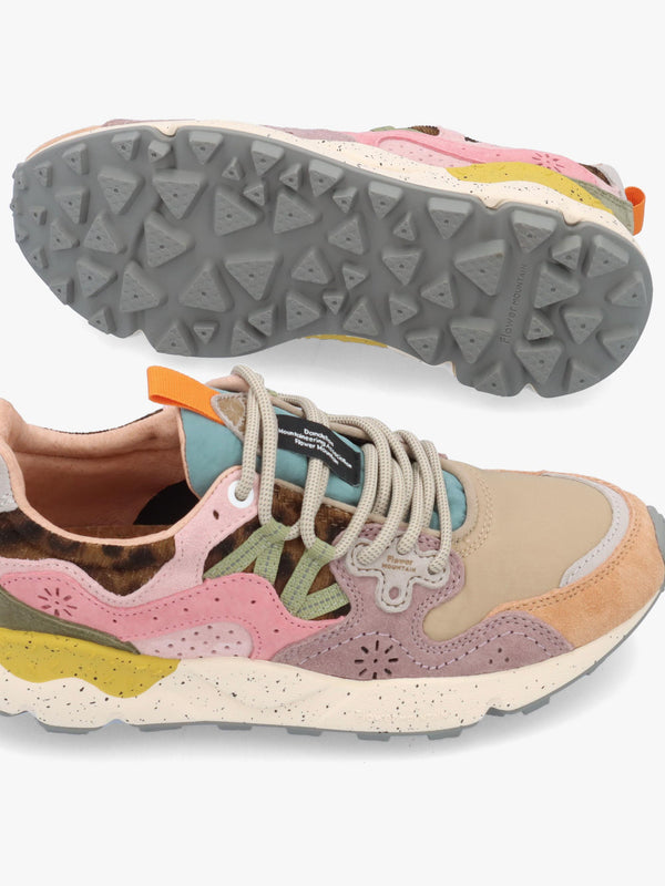 Flower Mountain Yamano 3 Light Mustard Grey Cipria Suede & Nylon Trainers
