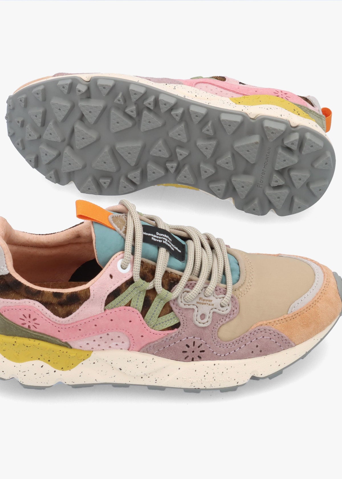 Flower Mountain Yamano 3 Light Mustard Grey Cipria Suede & Nylon Trainers