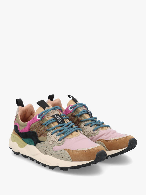 Flower Mountain Yamano 3 Light Brown Rose Taupe Suede & Nylon Trainers
