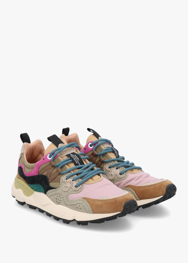 Flower Mountain Yamano 3 Light Brown Rose Taupe Suede & Nylon Trainers