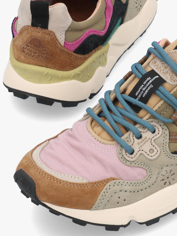 Flower Mountain Yamano 3 Light Brown Rose Taupe Suede & Nylon Trainers