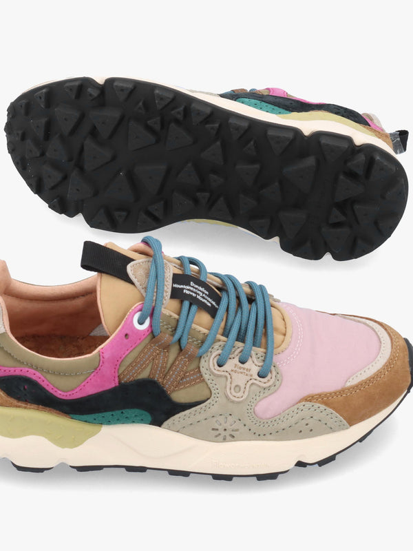Flower Mountain Yamano 3 Light Brown Rose Taupe Suede & Nylon Trainers