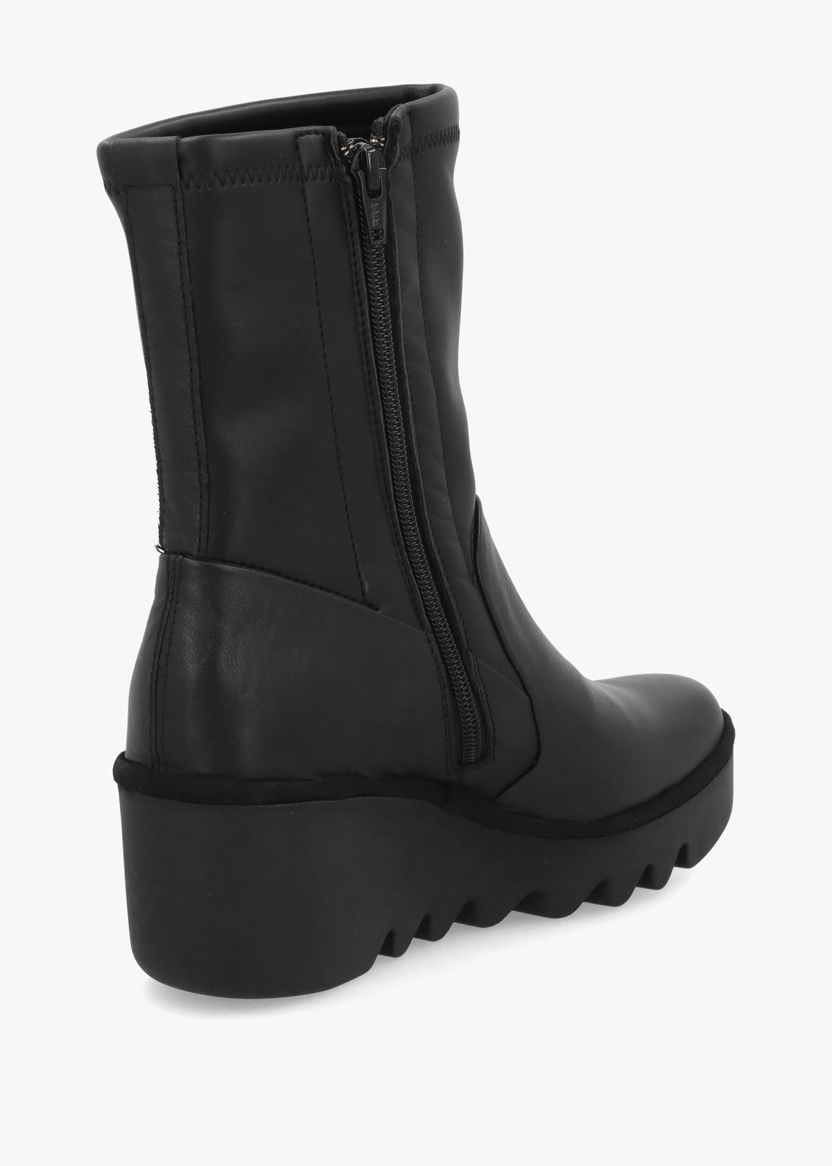 Fly London Boik Black Leather Wedge Ankle Boots