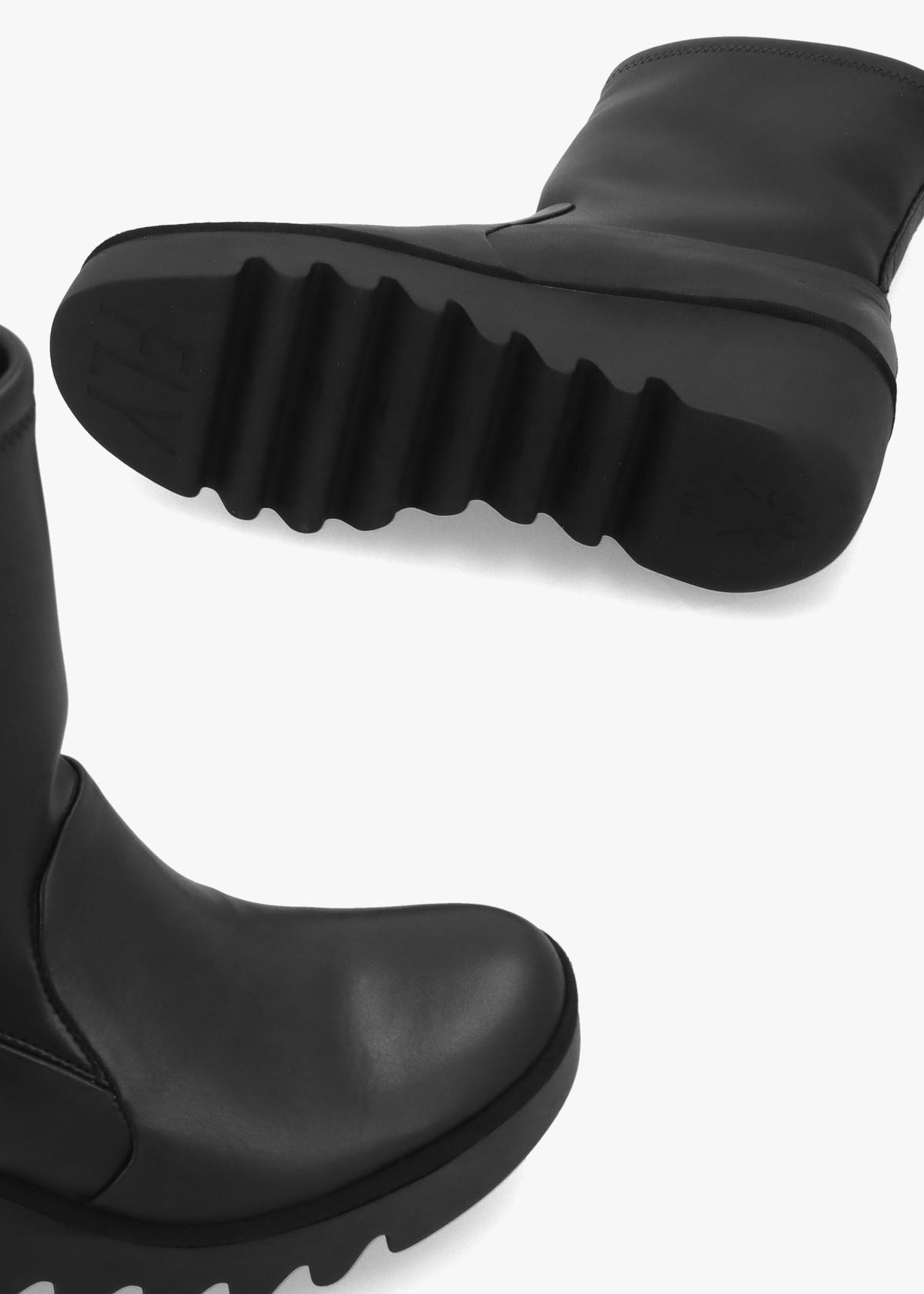 Fly London Boik Black Leather Wedge Ankle Boots