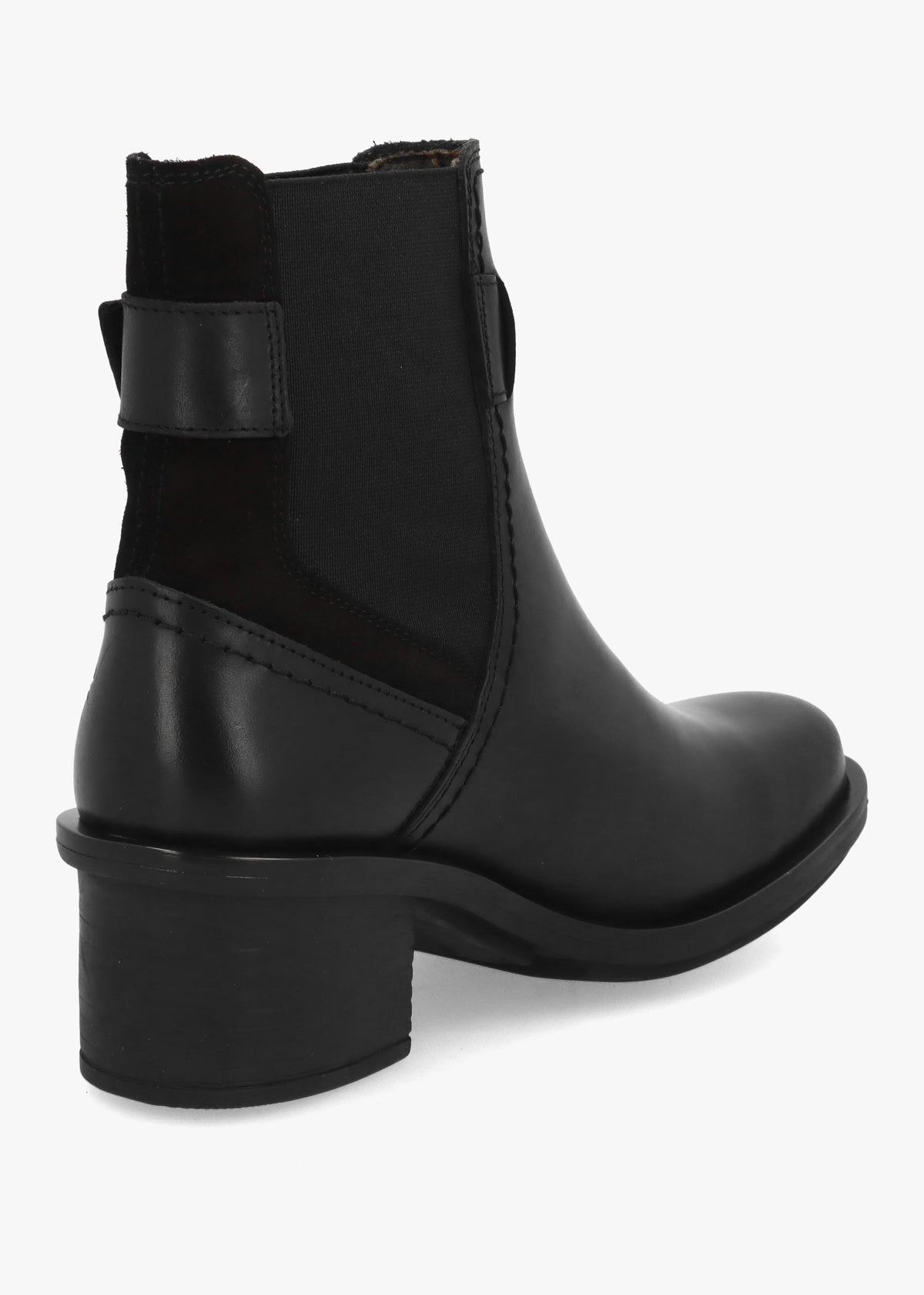 Cach Black Leather Block Heel Ankle Boots