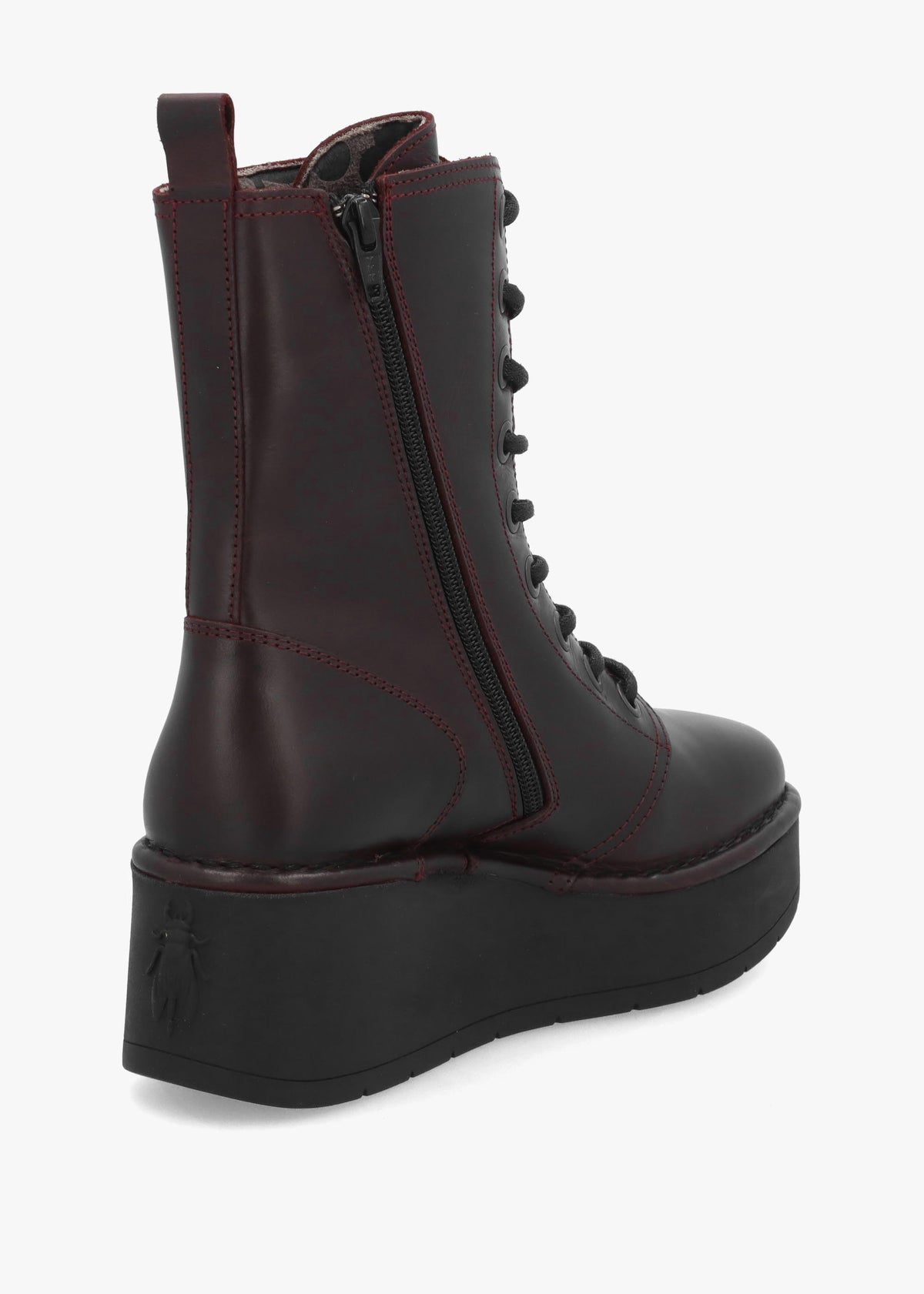 Fly London Hait Burgundy Leather Wedge Boots