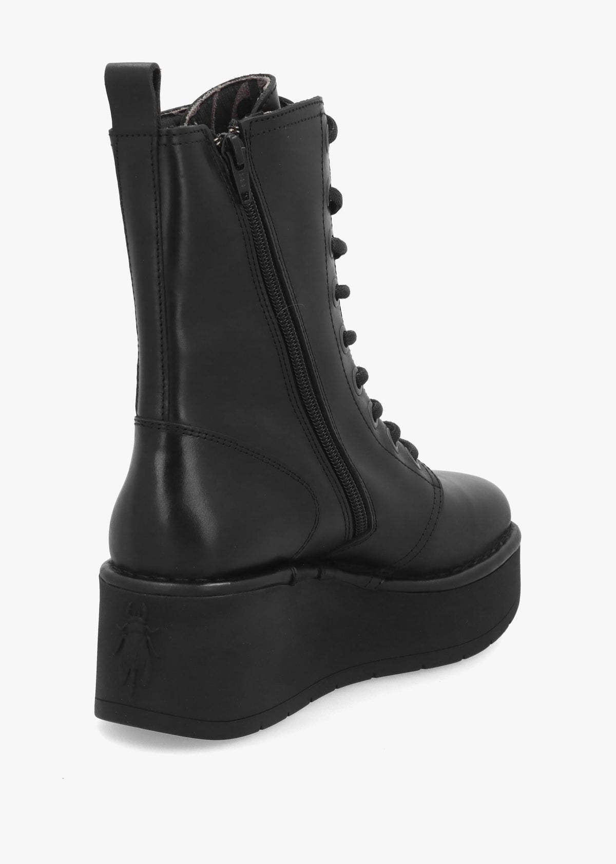 Fly London Hait Black Leather Wedge Boots