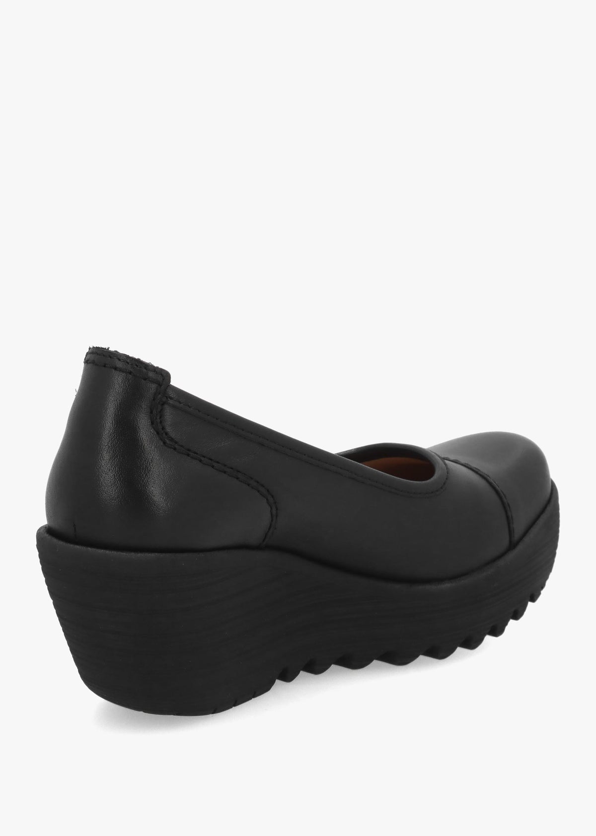 Lije Brown Black Leather Wedge Court Shoes