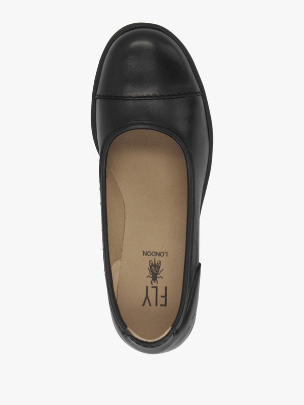 Lije Brown Black Leather Wedge Court Shoes