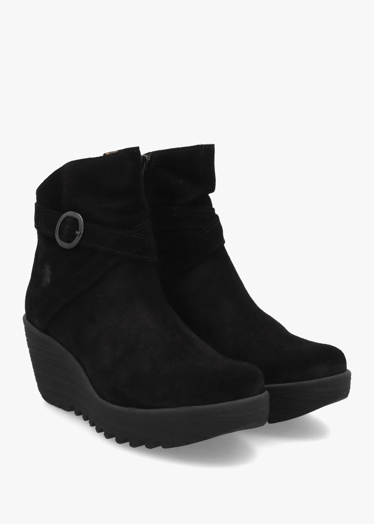 Loik Black Suede Wedge Ankle Boots