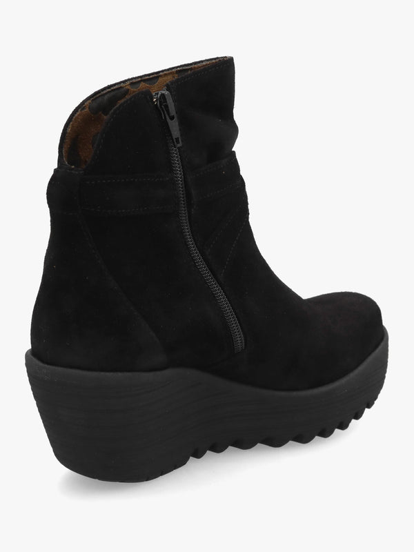 Loik Black Suede Wedge Ankle Boots