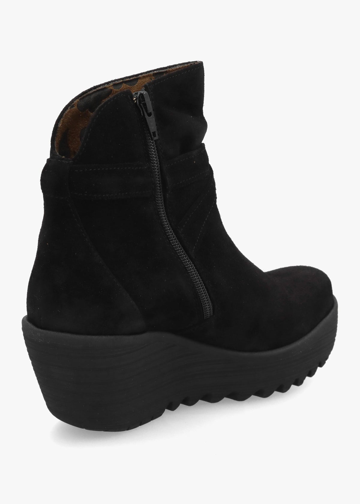 Loik Black Suede Wedge Ankle Boots