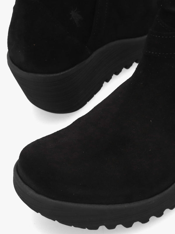 Loik Black Suede Wedge Ankle Boots