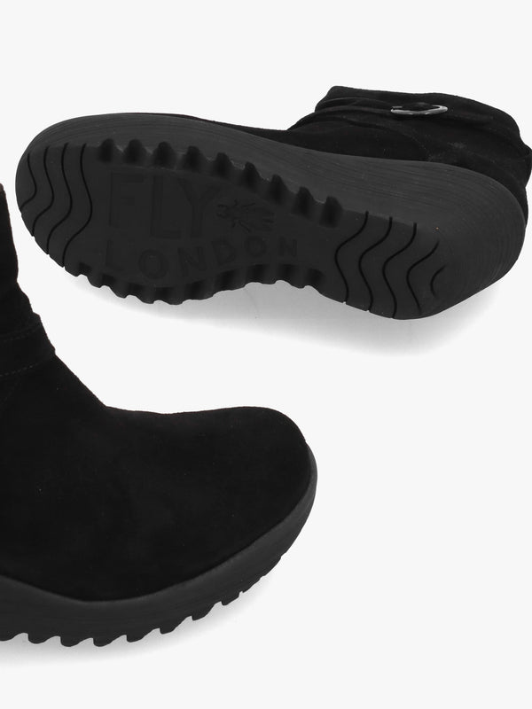 Loik Black Suede Wedge Ankle Boots