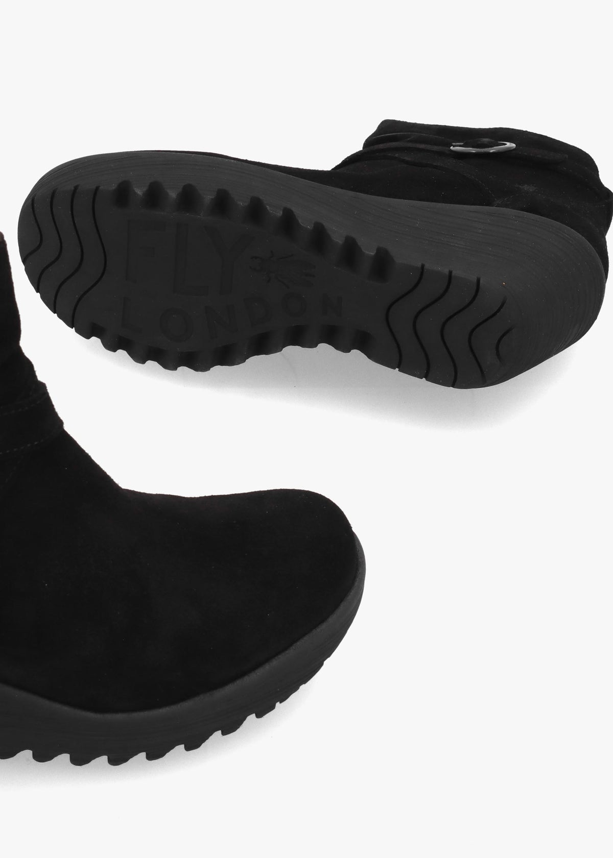 Loik Black Suede Wedge Ankle Boots