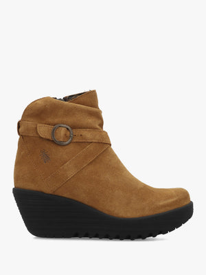 Loik Tabacco Suede Wedge Ankle Boots