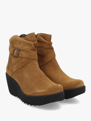 Loik Tabacco Suede Wedge Ankle Boots