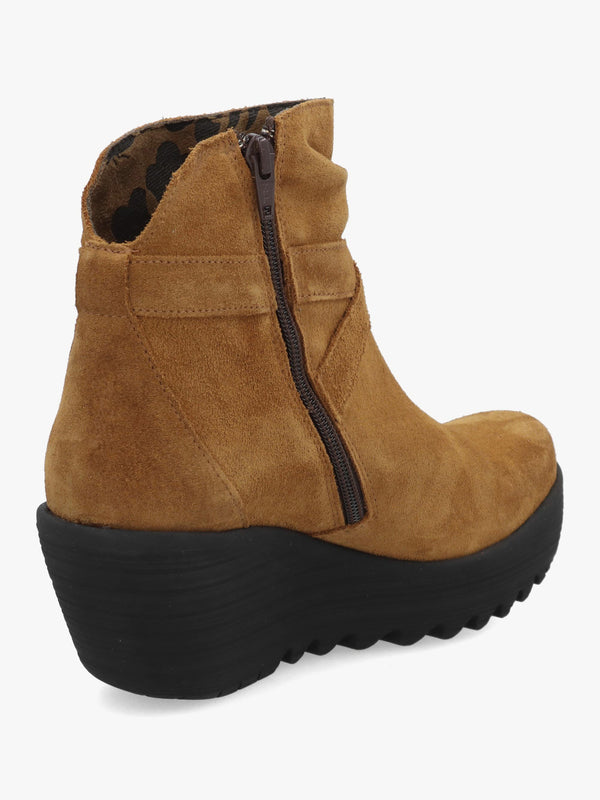 Loik Tabacco Suede Wedge Ankle Boots