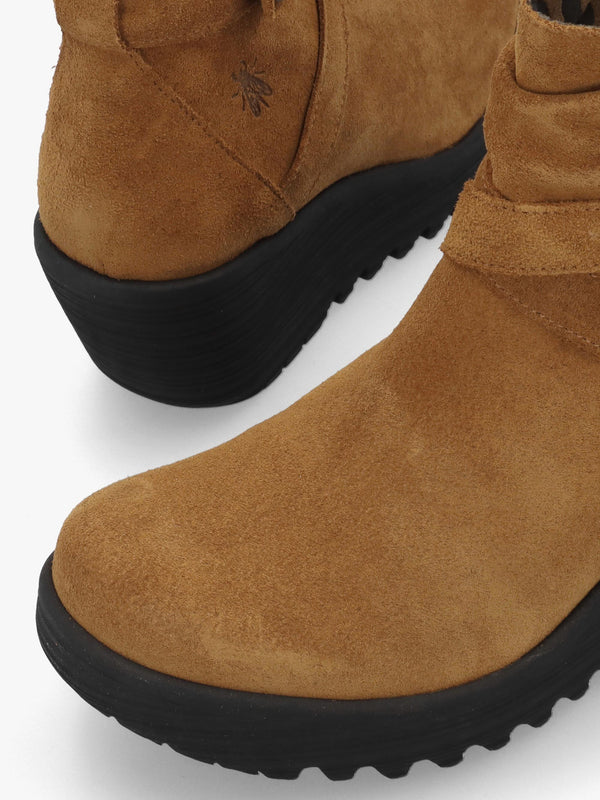 Loik Tabacco Suede Wedge Ankle Boots
