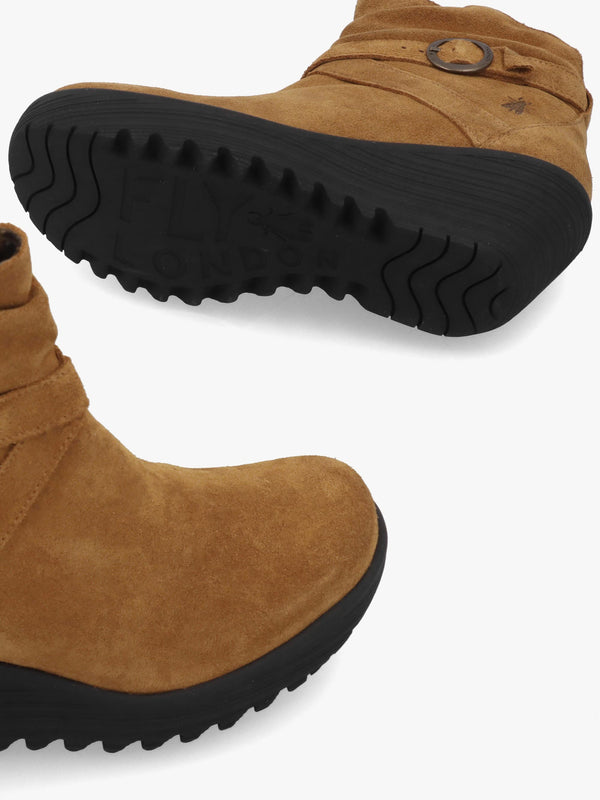 Loik Tabacco Suede Wedge Ankle Boots