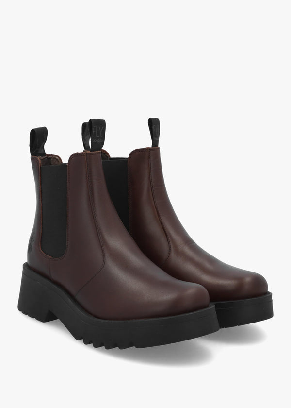Medi Brown Leather Chunky Chelsea Boots