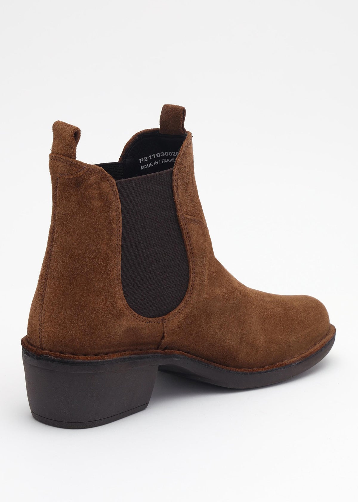 Fly London Meme Tobacco Suede Block Heel Chelsea Boots