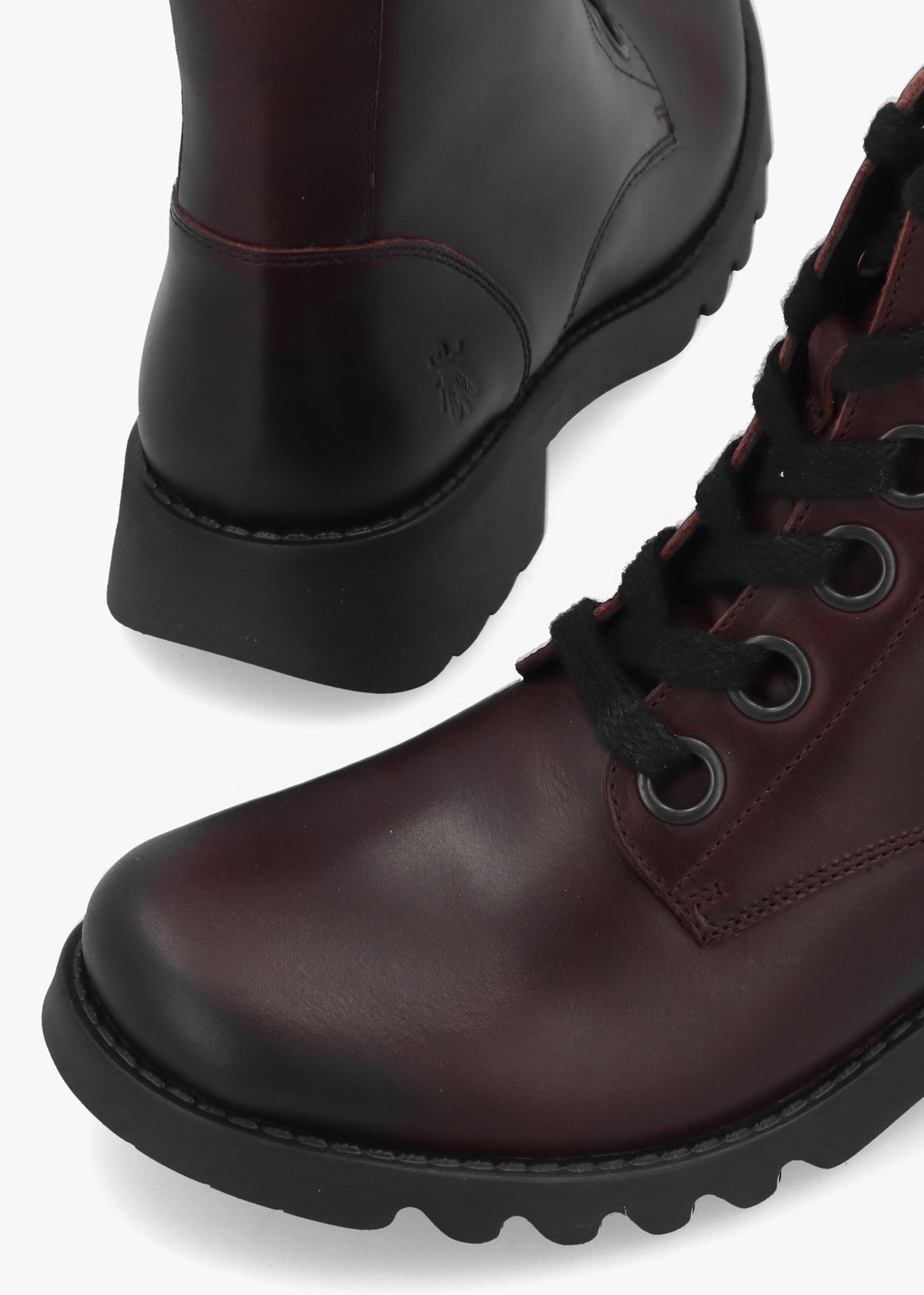 Fly London Ramy Burgundy Leather Lace Up Ankle Boots