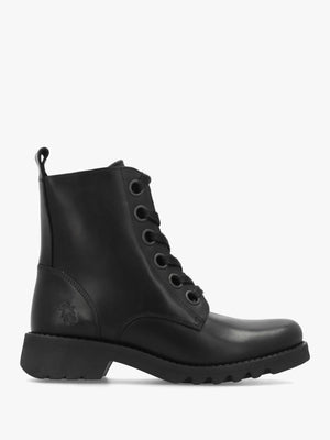 Ramy Black Leather Lace Up Ankle Boots