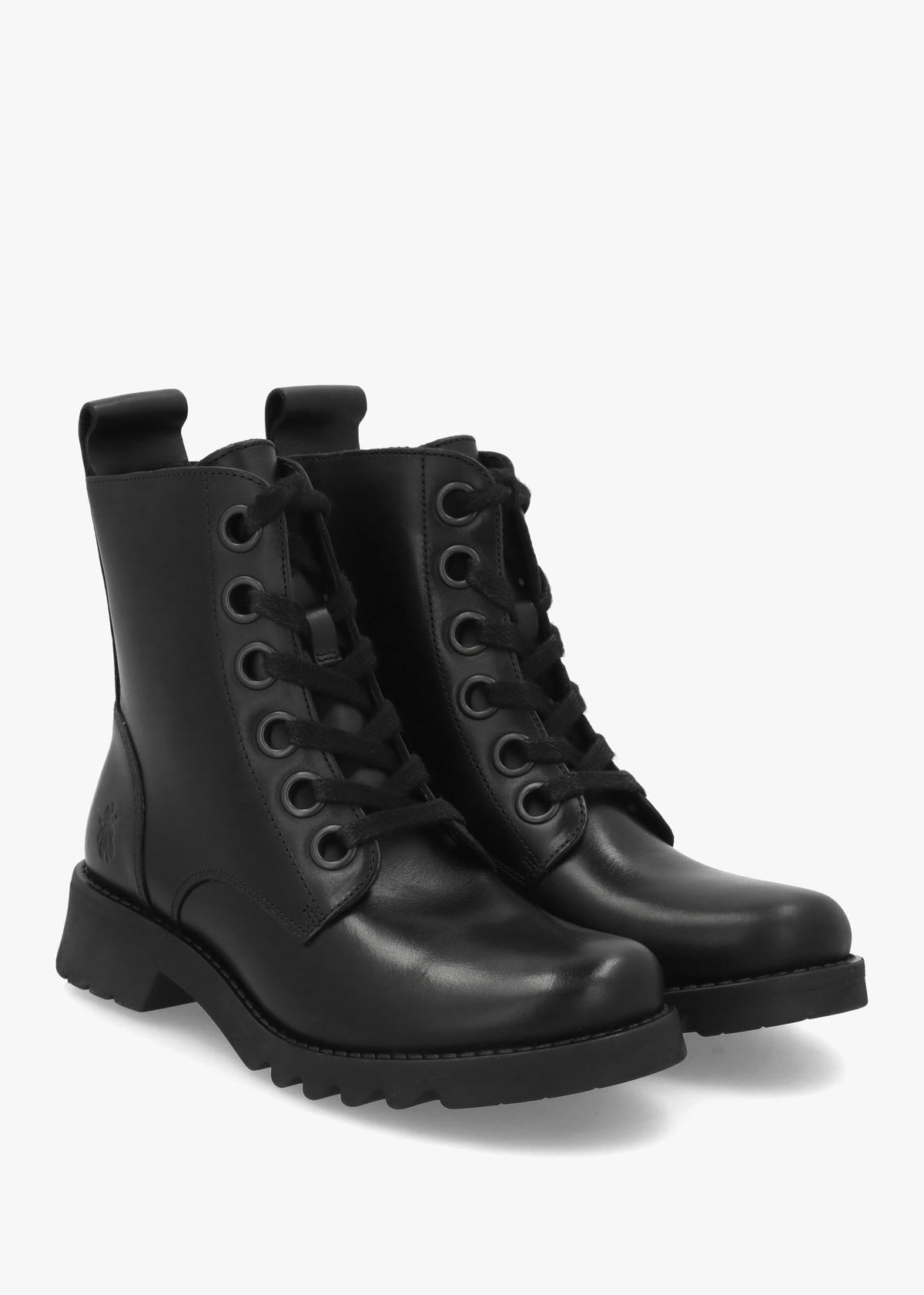 Ramy Black Leather Lace Up Ankle Boots